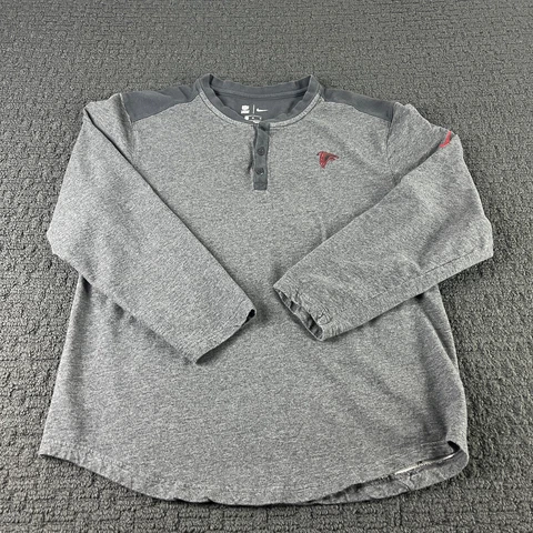 Atlanta Falcons Nike Shirt Mens XL Gray Henley Long Sleeve Pullover NFL Cover