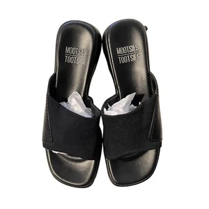 Mootsies Tootsies Womens Black Slide Sandals Size 6.5 - Picture 1 of 4