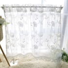 Princess Style Floral Embroidered Linen Sheer Curtain Valance for Bedroom 1Panel