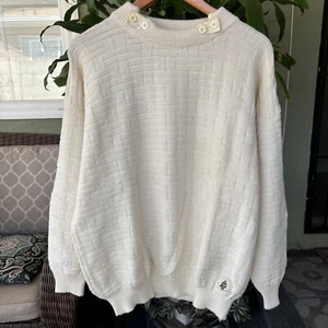 Vintage 80s Marina Yachting Sailing Sweater Sz Large Wool Beige Made in Italy - Picture 1 of 8