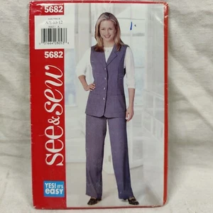 See & Sew Sewing Pattern 5682 Size Adult Small 10-12 Womens Pant Suit New Uncut - Picture 1 of 12