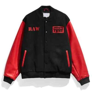 Chaqueta universitaria Letterman Raw is War negra y roja - Imagen 1 de 4