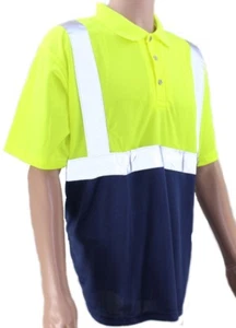 Hi-Vis POLO SHIRT 2-Tone YELLOW NAVY High Visibility PORTWEST S479 Work Top XXL - Picture 1 of 7