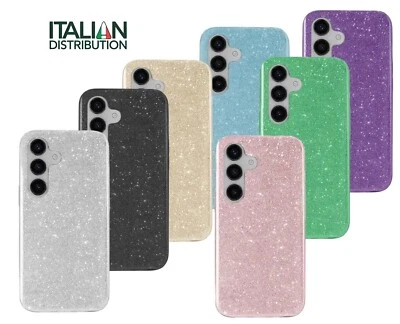 ID-ITALIAN DISTRIBUTION Cover GLITTER per Samsung Galaxy A06 A16 4G/5G A26 A36 A56 CUSTODIA Con Vetro