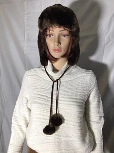 Nine West Damen Mütze braun Kunstfell, Fleece gefüttert mit Bindebändern - Bild 1 von 9