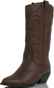 Soda Women's Reno Western Cowboy High Pull On Tabs Boots , Dark Tan (10) - Picture 1 of 2