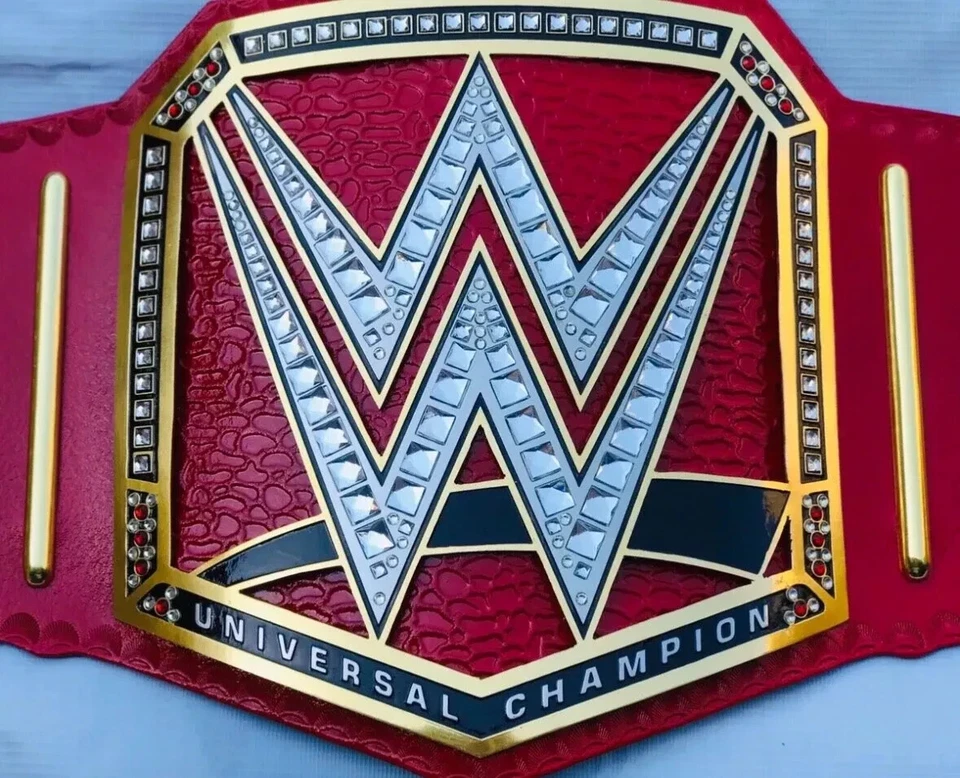 UNIVERSAL CHAMPIONSHIP WRESTLING REPLICA TITLE BELT ADULT SIZE RED 2MM BRASS - Image 1 of 4