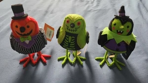 Target 2024 Hyde & EEK! Featherly Friends Halloween Fabric Birds SET OF 3 NWT - Picture 1 of 6