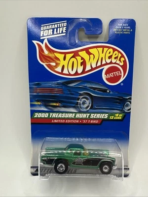Hot Wheels 2000 Treasure Hunt #8/12 1957 '57 Ford T-Bird Green with Real Riders - Image 1 of 3