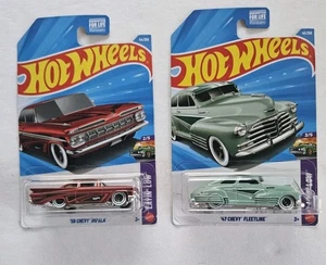 Hot Wheels 2025 - LOTE DE DOS - CHEVY IMPALA 59 y Chevy Fleetline 47 - Imagen 1 de 18