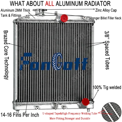 4 Row Radiator Fits 1992-2000 HONDA CIVIC D15 D16 EJ EK DEL SOL INTEGRA  1998 Foto 1 de 4