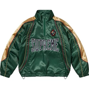 SUPREME SATIN PIPING PULLOVER HALF ZIP TRACK JACKET SS25 Green Size Large - Picture 1 of 5