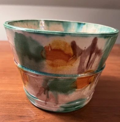 Cuenco mezclador vintage japonés esmalte huevo y espinacas 4 1/8 X 5 1/2 Foto 1 de 4