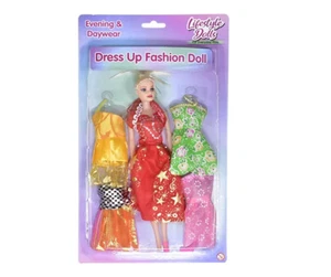 Bambola alla moda bambina con vestiti 4 abiti vestire lifestyle doll set giocattolo - Foto 1 di 4
