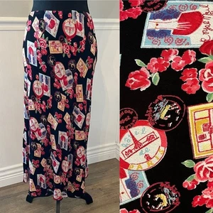 Falda midi Twyla azul vintage para mujer negra floral mediana - Imagen 1 de 6