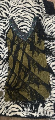 Gold And Black Elegant Dress Or 1920s Flapper Dress  - Image 1 of 2