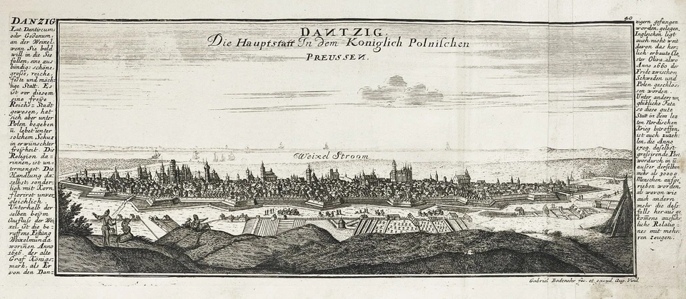 Danzig Gdansk Pologne Pologne Vue Bodenehr Gravure Cuivre 1720 - Photo 1/1