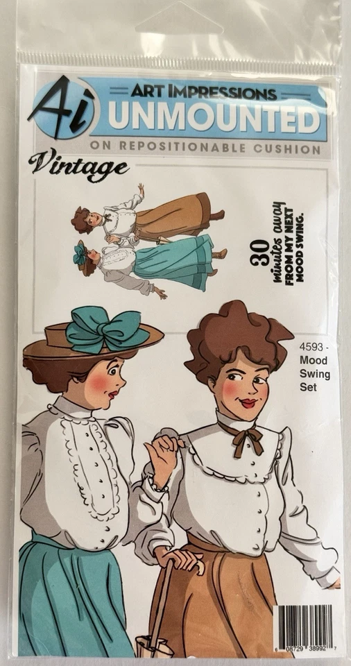 Estampilla de goma sin montar Art Impressions 4593 vintage "Mood Swing Set" Foto 1 de 2