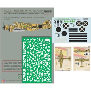 Savoia-Marchetti SM.79 Maske + Aufkleber - für Maßstabsmodell 1:72 Print Scale PSM72011 - Bild 1 von 4