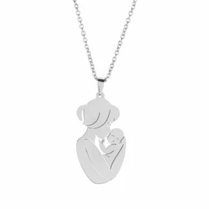 NUOVA collana argento mamma bacio bambino ciondolo 18" silhoette - Foto 1 di 10