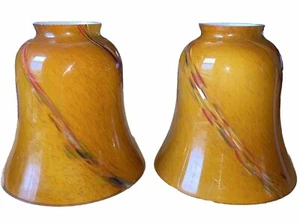 Apliques de vidrio artístico lámparas de tono dorado estilo Murano vidrio recubierto blanco en el interior - Imagen 1 de 8
