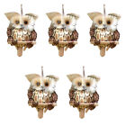  5 Pcs Owl Pendant Wooden Mini Figurine Ornaments for Christmas Trees