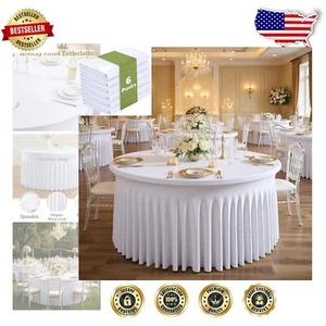 6 Pack Stretchy Spandex Tablecloths - Elegant Round Covers for 60-Inch Tables - Picture 1 of 9
