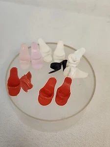 Vintage Barbie Pale Pink White Red Black  Open Toe Heels Shoes Mules 5 Pairs + - Picture 1 of 7