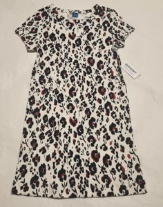NWT Old Navy Leopard Print Rib Knit Dress Girls 6-7 Small - Picture 1 of 1