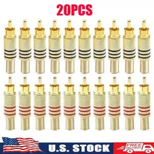 20Pcs RCA Stereo Male Connector Plug with Spring Coax Audio Solder Adapter USA - Bild 1 von 8