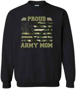 Proud Army Mom Funny Gifts For Military Army Mom American Flag Vintage Sweatshir - Picture 1 of 3