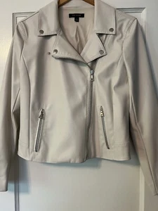 Ann Taylor Ivory Faux Leather Jacket Sz Small - Picture 1 of 7