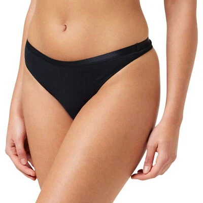 hanro Womens Cotton Sensation Thong 71402 71402 Black M - Image 1 of 4