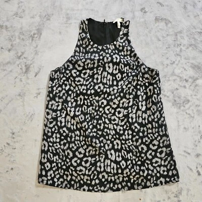 Camiseta sin mangas Joie para mujer XS negra gris leopardo 100 % seda espalda deportiva carrera clásica Foto 1 de 4