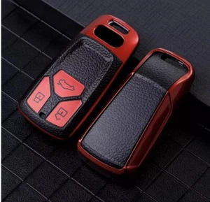 Funda de llave adecuada para Audi A4 A5 A6 A7 Q7 Q3 Q5 Q8 TT Keyless cuero rojo - Imagen 1 de 1