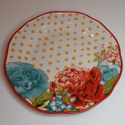 Plato de ensalada individual The Pioneer Woman Blossom Jubilee 8,5" rojo amarillo a lunares Foto 1 de 4