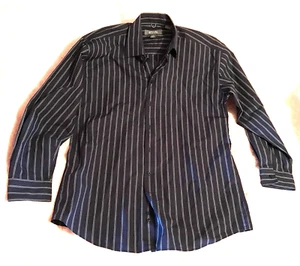 Kenneth Cole Reaction man's M dress shirt, black/gray stripe 100% cotton - Picture 1 of 3