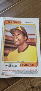 1993 TOPPS MAGAZINE DAVE WINFIELD JUMBO ROOKIE CARD # 2 PADRES YANKEES HOF # 456 - Picture 1 of 2