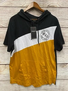 Aeropostale Hemd Herren Größe L Gold Weiß & Schwarz Gestreift Kapuzenshirt Neu - Bild 1 von 3