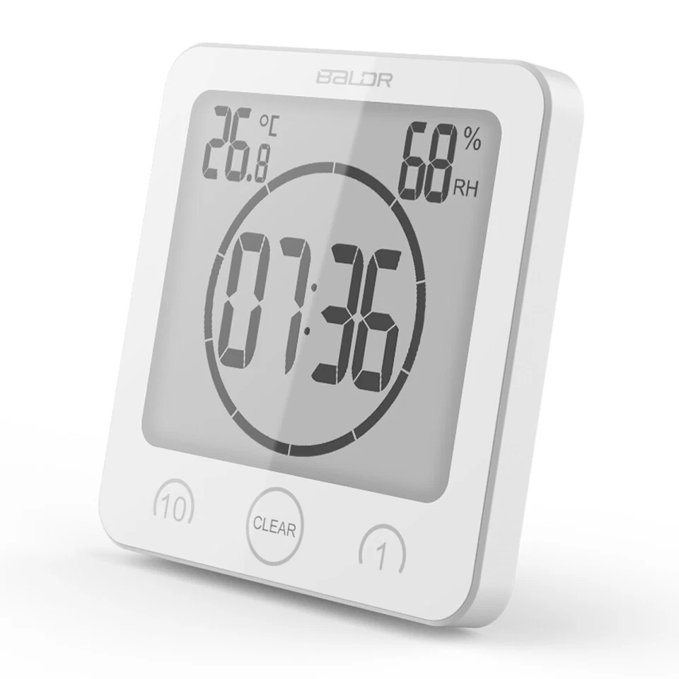 Baldr Digital Waterproof Shower Clock Bathroom Clock Countdown Timer for Kitchen - Image 1 of 4