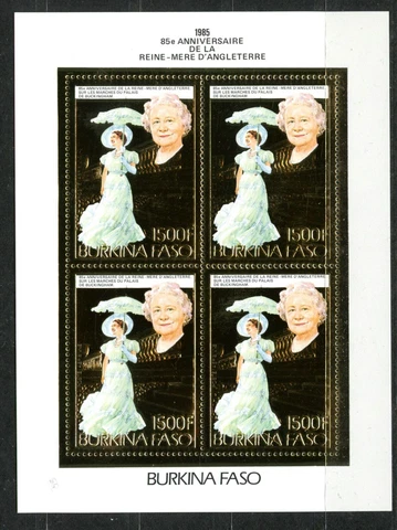 Burkina Faso Queen Mother Elizabeth II1985 Gold Foil Michel Bloc 1017 A Perf Cover