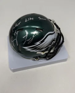 Jeremiah Trotter Jr + Sr Signed Eagles Speed Mini Father Like Son Insc PSA Auto - Picture 1 of 4