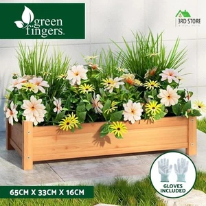 Green Fingers Garden Bed 65x33x16cm Wooden Planter Box Raised Container Growing - Picture 1 of 12