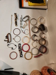 Lot 5 Lot of 33 Unique Costume BRACELETS 3 Bakelite? Multi Color Style Wrap - Picture 1 of 7
