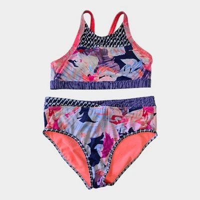 Athleta Girl Bikini 2-Piece Set Swimwear XL-14 Multi Floral Beach Vacation READ - Image 1 of 4