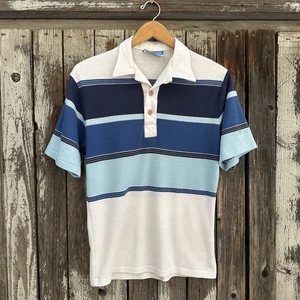 Vintage 70s OP Ocean Pacific Men's Polo Shirt In Block Stripes Surf Surfing Sz M - Picture 1 of 7