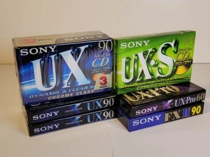 Lot 8 Cassettes Sony UX / UX.S / FX II / UX Pro Chrome Type II 60 90 New Sealed - Photo 1/4