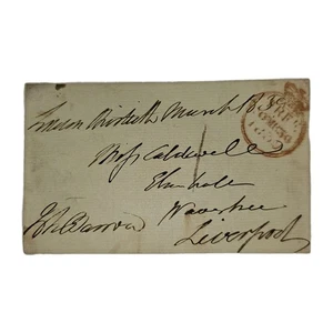 1839 Liverpool Crown GRATIS Brief an Miss Caldwell, Knott Mills, signiert G H Barrow - Bild 1 von 5