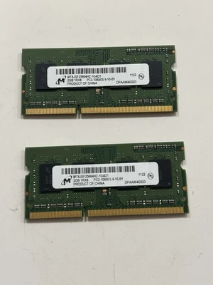 Two Micron 2GB 1RX8 PC3-10600S-9-10-B1 Laptop RAM (MT8JSF25664HZ-1G4D1) - Image 1 of 2