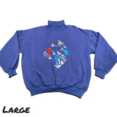 Sudadera De Colección Años 80 Esquí Montaña Adulto LRG Cuello Redondo John Ashford Púrpura Foto 1 de 4